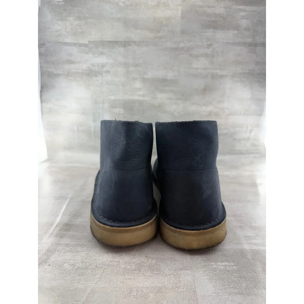 Clarks Originals Desert Boot Navy Blue Leather Chukka Boots Men Sz 10.5M